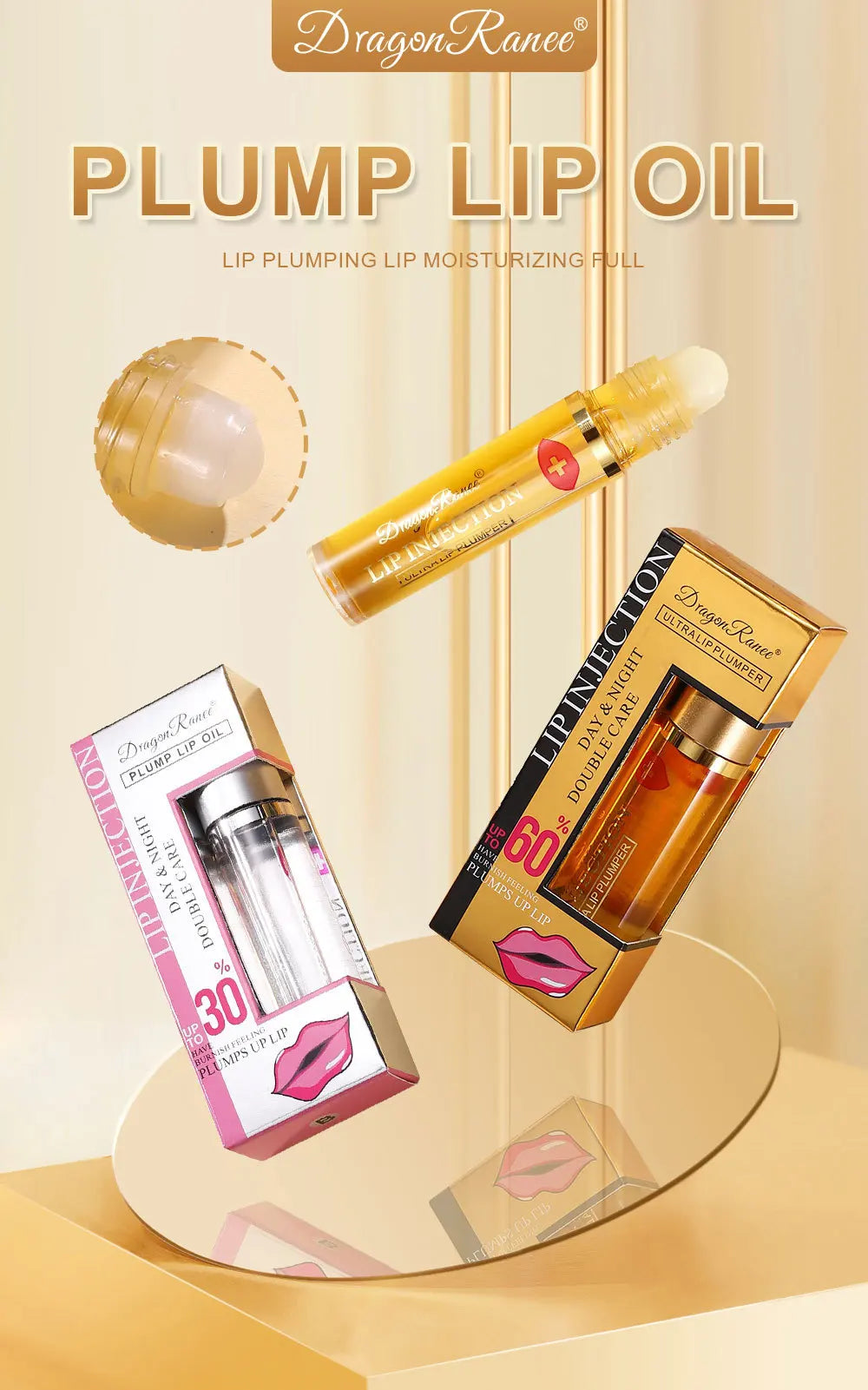 Instant Volumizing Lip Plumper Oil Lip Enhancer Moisturizing Anti-Wrinkle Lip Gloss - Sexy Lip Care Plumping Serum Lipstick