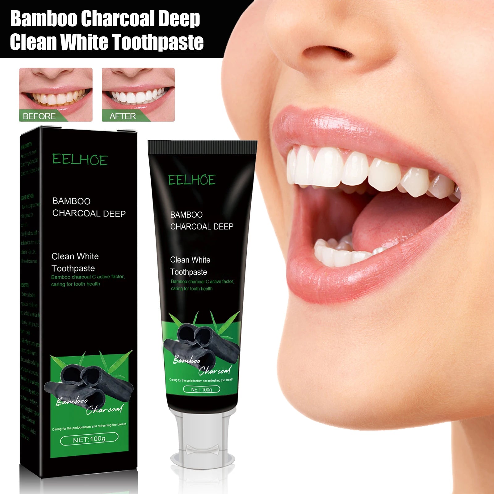 Bamboo charcoal toothpaste Remove Plaque Eliminate Oral Odors