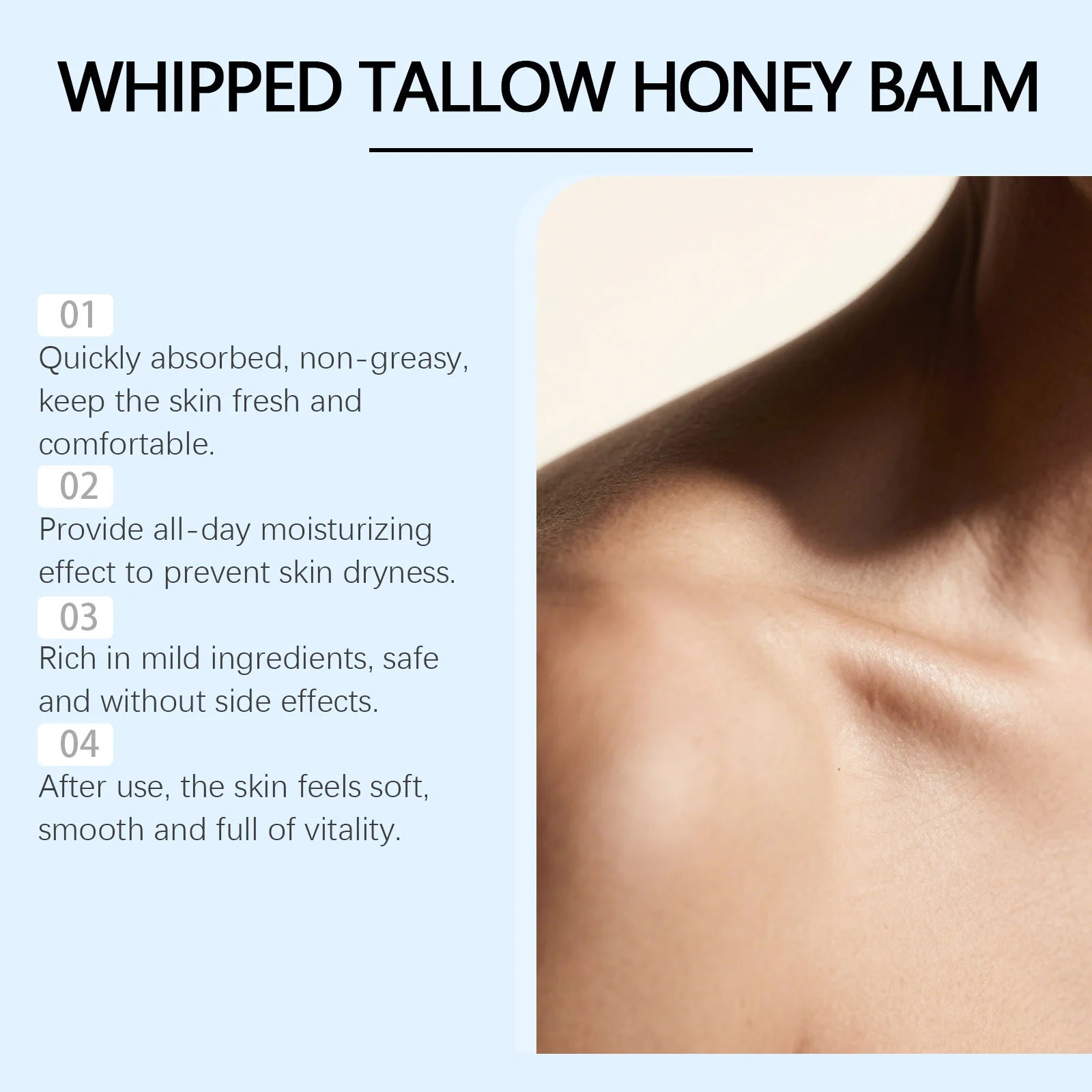 60g Beef Tallow Honey Balm Repair Moisturizer For Mature Dry Sensitive Skin Brightening Even Skin Whipped Tallow Honey Cream