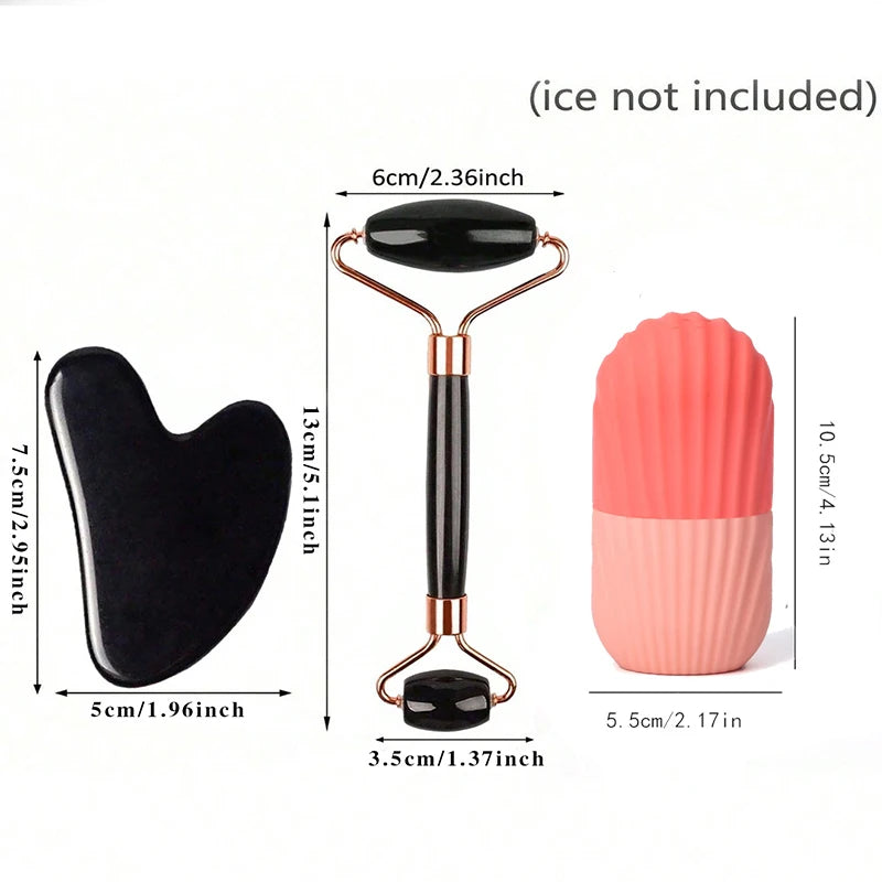 Ice Roller & Gua Sha Facial Tool Set — Lift, Contour & De-Puff