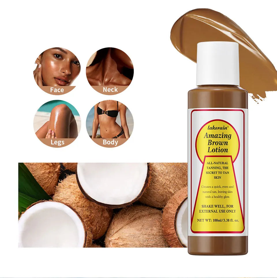 Tanning Body Lotion Long Lasting Waterproof Sweat-proof Tanning Booster Lotion Non-greasy Natural Self Tanner Lotion Makeup