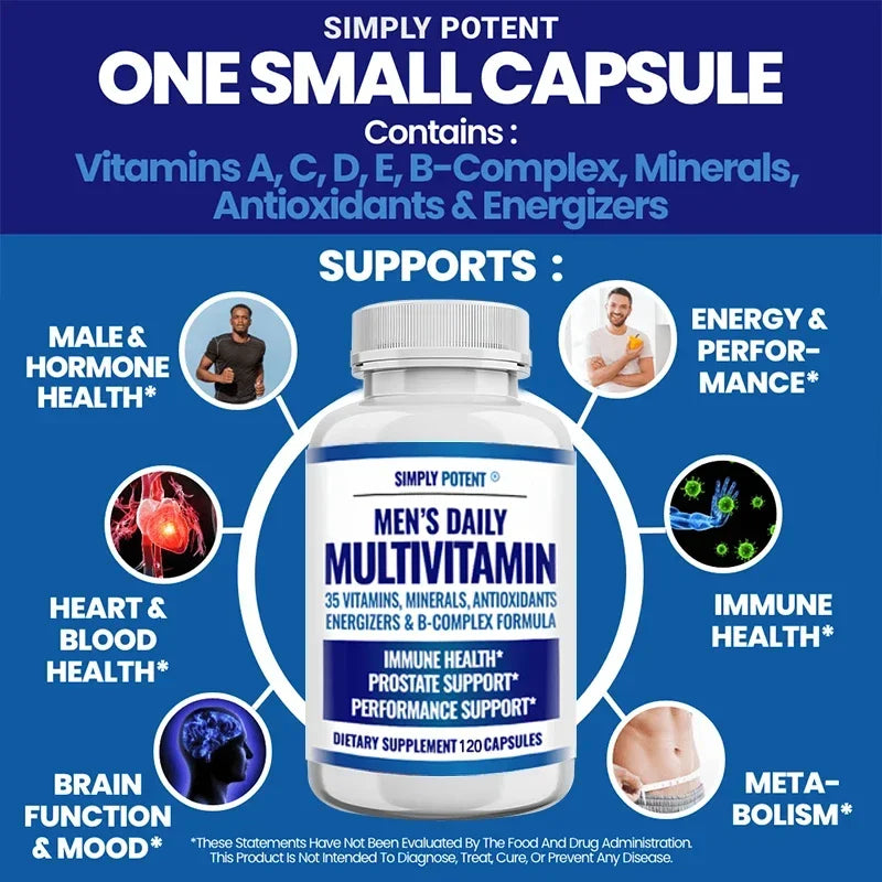 Men's Complete Daily Multivitamin – 23 Vitamins & Minerals for Energy, Immunity & Prostate Health