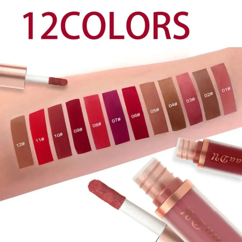 Waterproof Matte Velvet Lip Glaze Moisturizing Long Lasting Liquid Lipstick Non-stick Lip Gloss