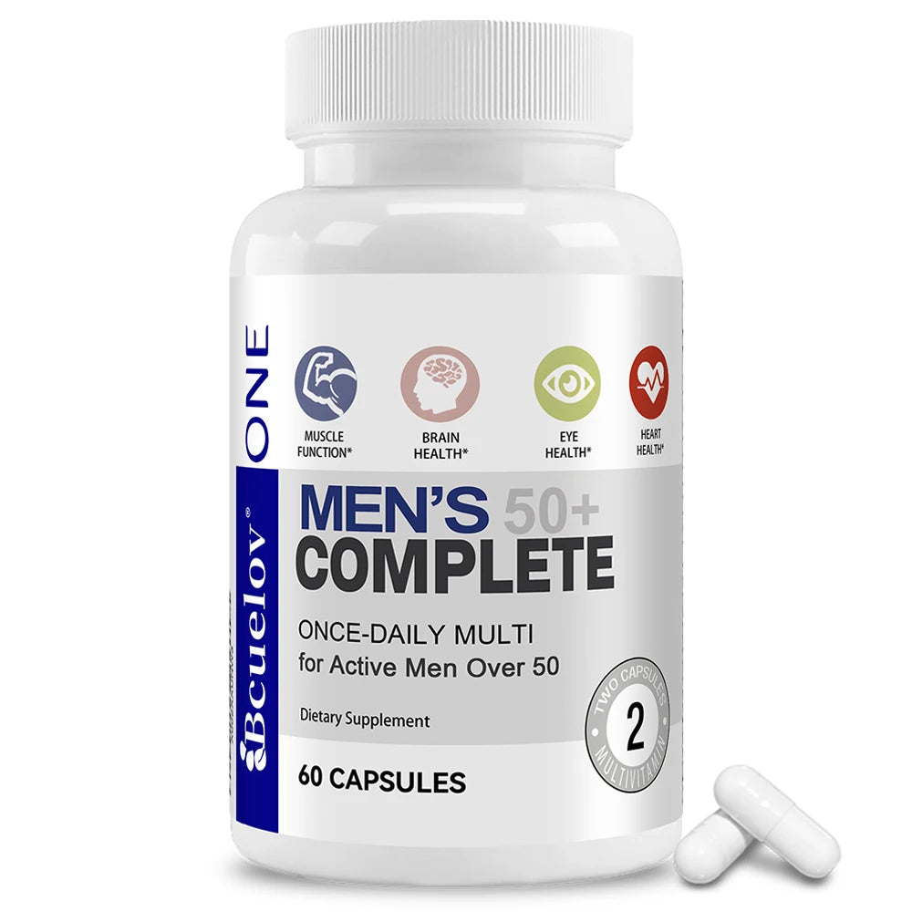 Men's Multivitamin 50+ | Brain, Heart, Eye & Immune Support | 60 Capsules