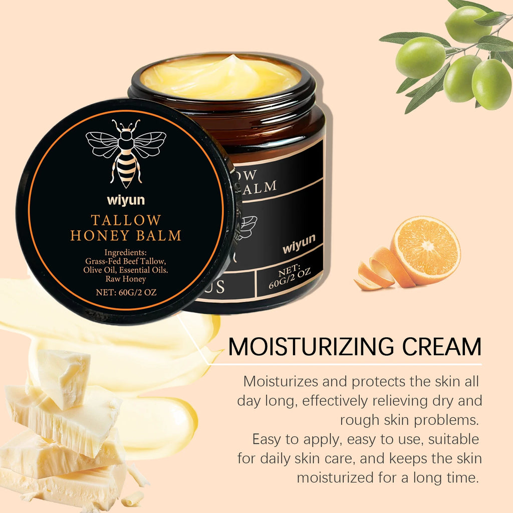Beef Tallow Honey Moisturizer  Whipped Tallow Face Cream Body Lotion Non Greasy Nourishing Fast Absorption Skin Care