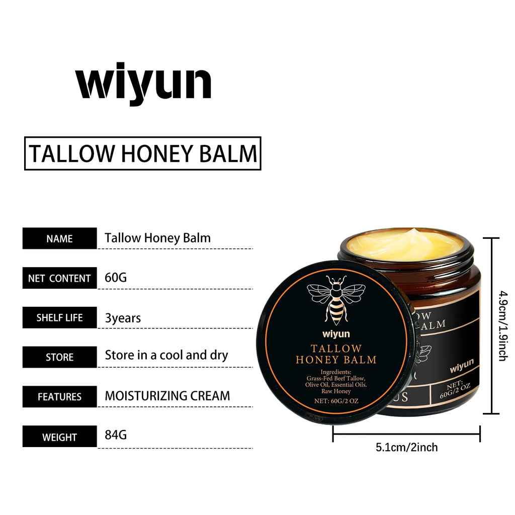 Beef Tallow Honey Moisturizer  Whipped Tallow Face Cream Body Lotion Non Greasy Nourishing Fast Absorption Skin Care