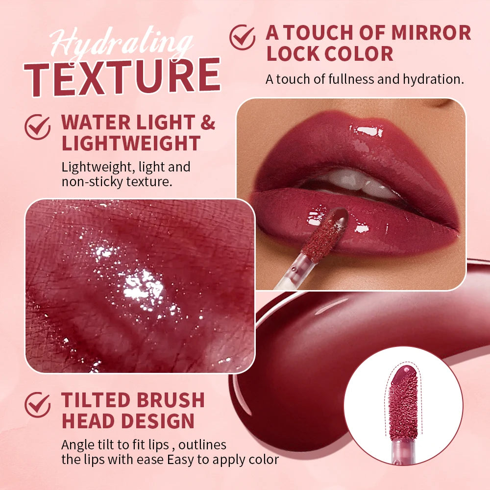 Mirror Lip Stain Lip Glaze Color Long Lasting Shiny Gloss Nude Lipstick Moisturizing Skin Brightening Cosmetics Lips Glosses
