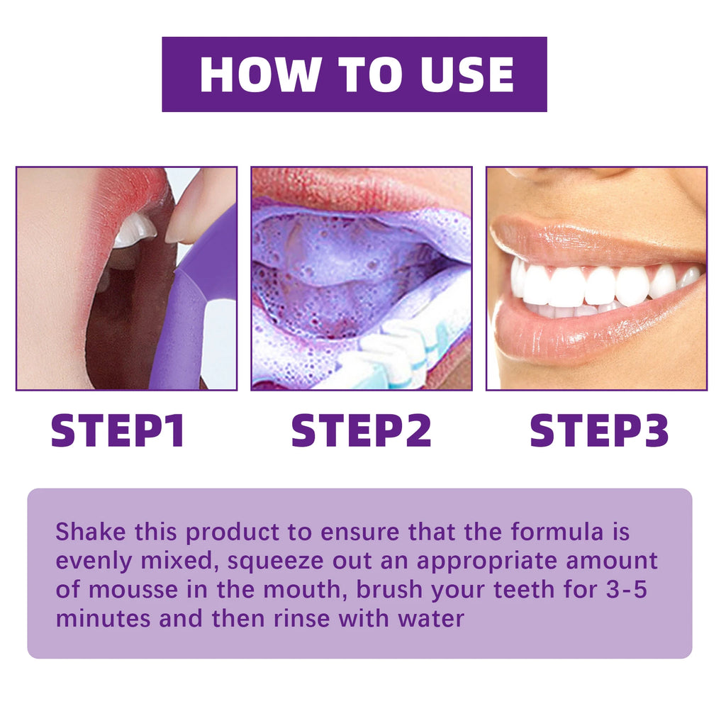 V34 Purple Toothpaste Cleaning Mousse Cleans Teeth, Protects Gums, Freshens Breath Oral Care Pump-Style Toothpaste