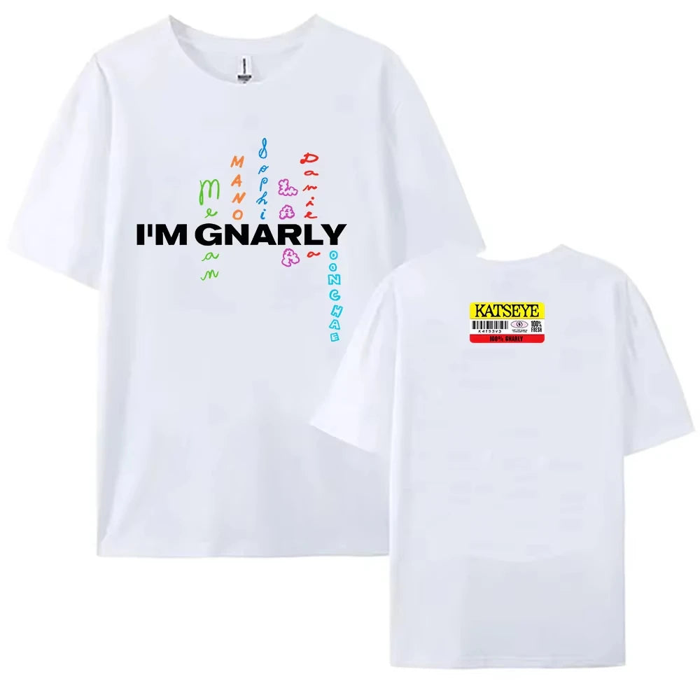 Katseye I'm Gnarly T-shirt Korean Girls Band Printing Tshirt Cotton Short Sleeve