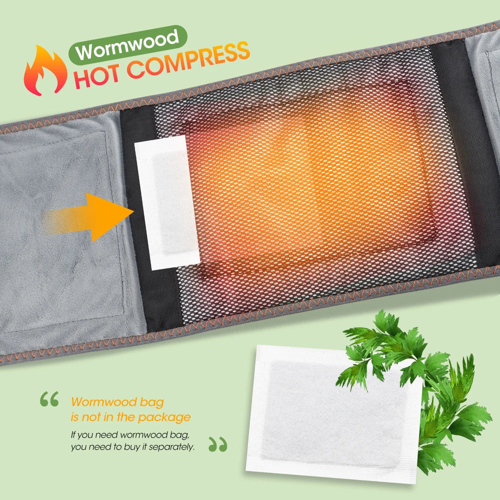 Gray heating belt showing mesh infrared panel and warm compress-style heat area