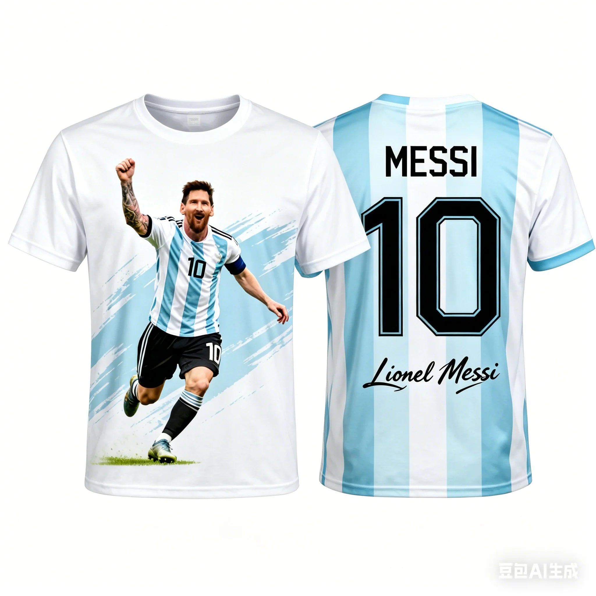 Lionel Messi #10 Inter Miami CF Soccer Jersey T-Shirt, Men Women Pink White Gradient Short Sleeve Football Fan Streetwear Tee