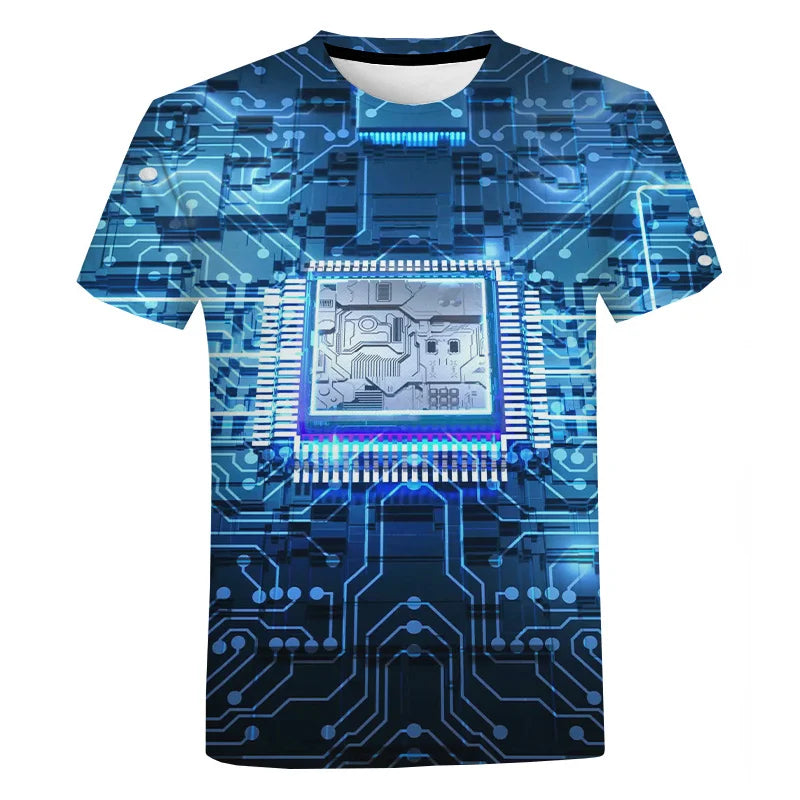 New Circuit Board Graphic T-Shirts Electronic Chip