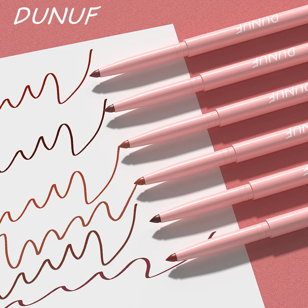 Matte Lip Liner Pencil 6pc/set - Waterproof Non-Stick Cup Lip Contour Liner, High Pigment Nude & Dark Red Lipstick Pen Makeup