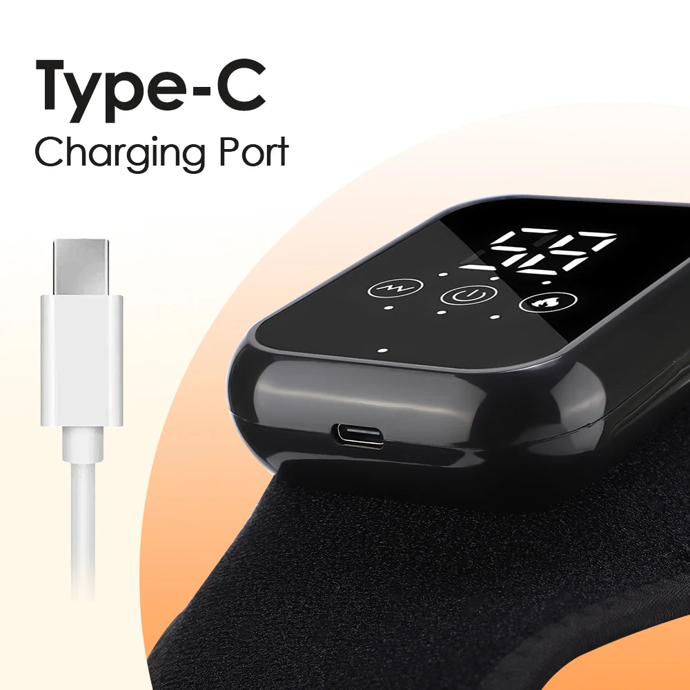 Heated brace controller with Type-C charging port on black fabric band