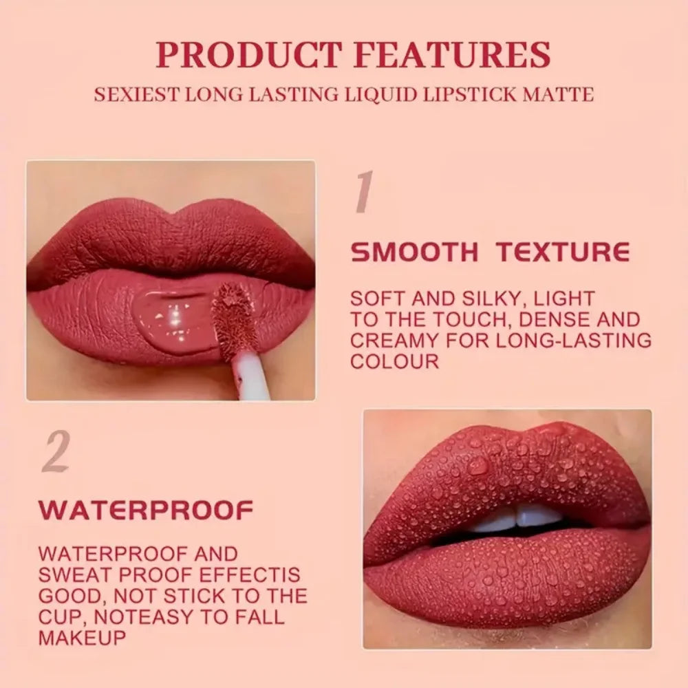 Matte Lip Gloss Liquid Lipstick Lipgloss Beauty Red Nude Waterproof