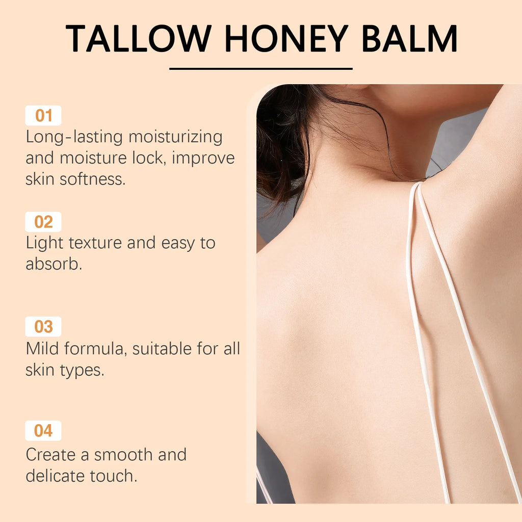 Beef Tallow Honey Moisturizer  Whipped Tallow Face Cream Body Lotion Non Greasy Nourishing Fast Absorption Skin Care