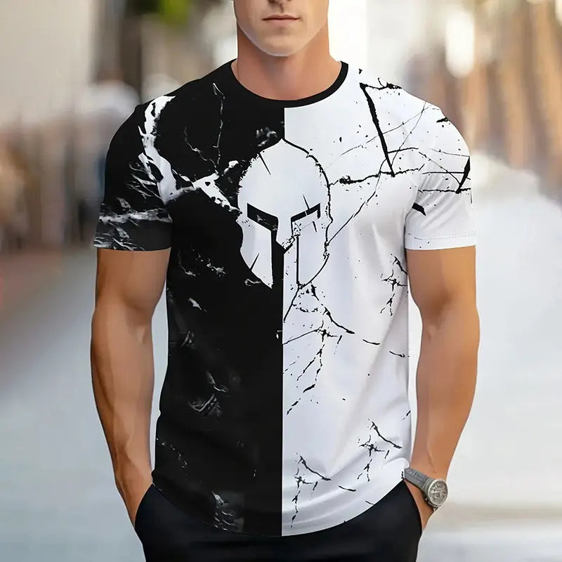 Men's Short Sleeve Summer  Sports Fitness T Shirt  Round Neck