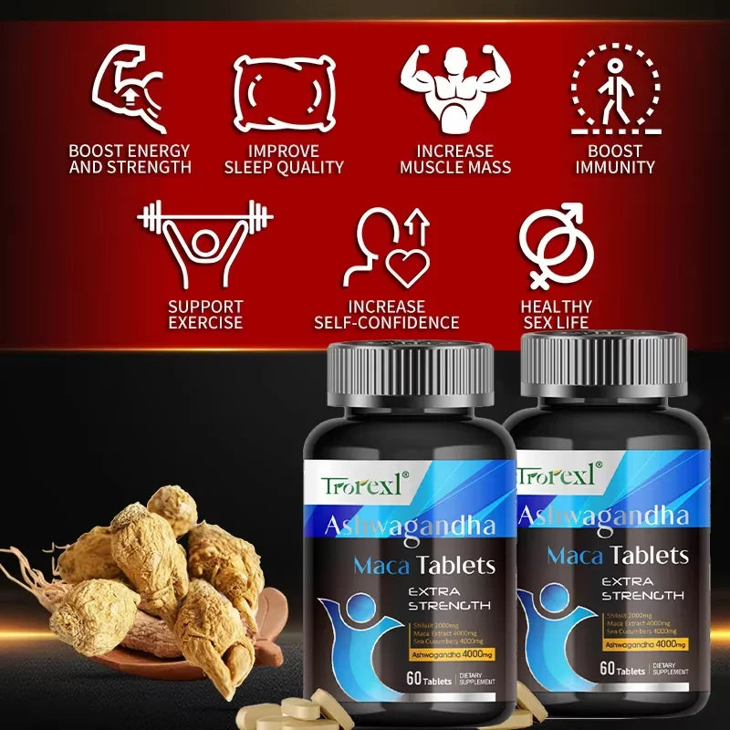 Men's Ashwagandha & Maca Energy Supplement – Stamina, Strength & Reproductive Health Support
