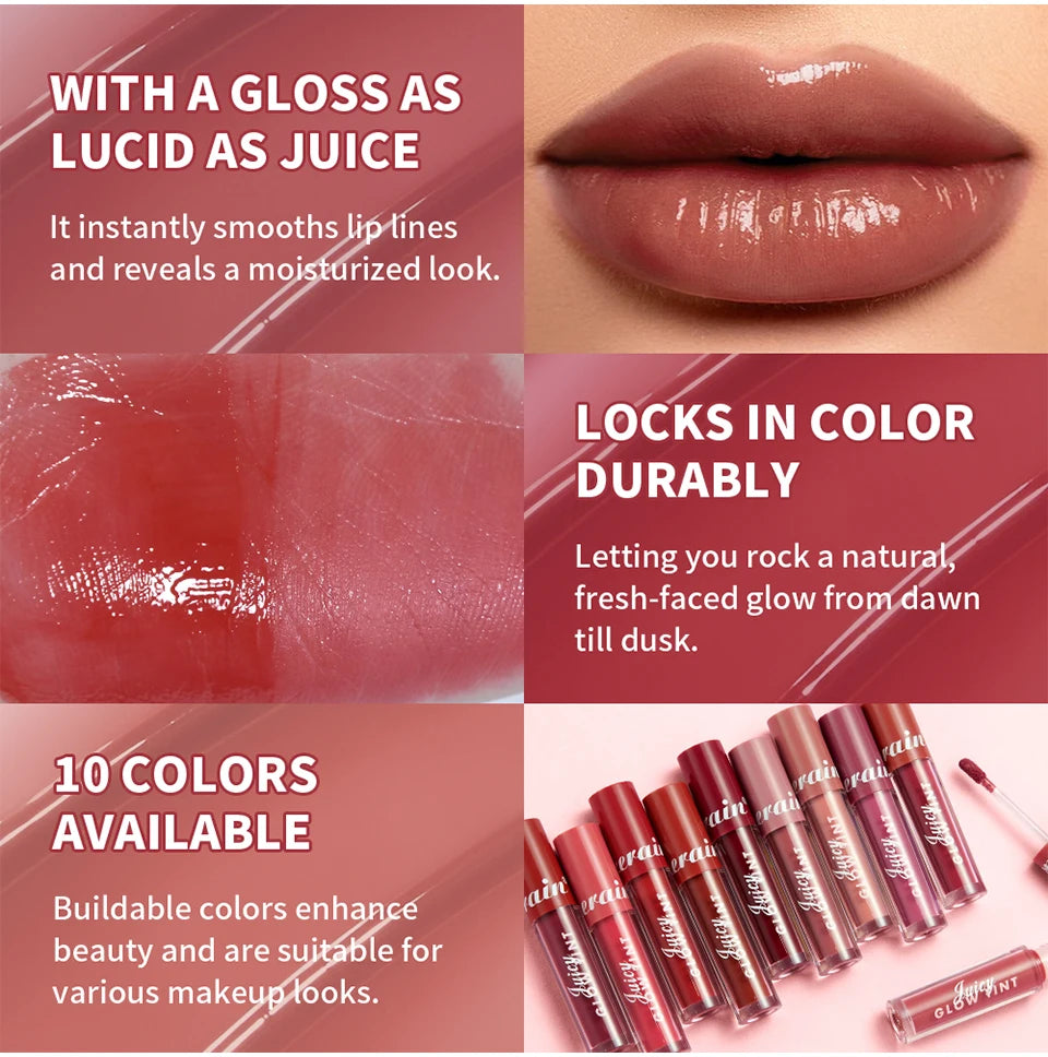 Mirror Lip Stain Lip Glaze Color Long Lasting Shiny Gloss Nude Lipstick Moisturizing Skin Brightening Cosmetics Lips Glosses