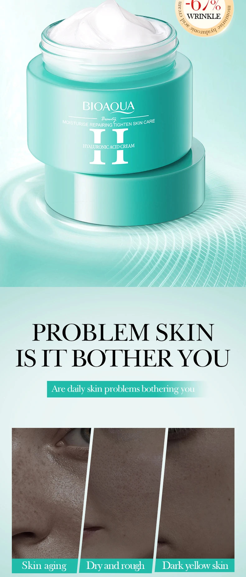BIOAQUA Retinol Face Cream Moisturizing Whitening Anti-Aging Wrinkles Hyaluronic Acid Facial Cream Face Skin Care
