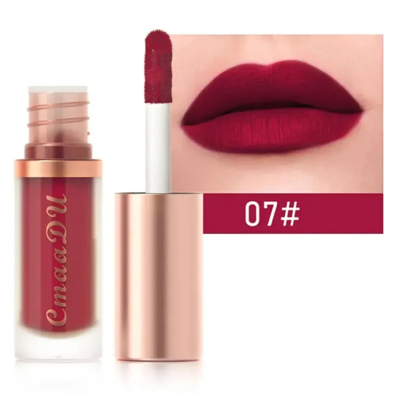 12 Colors Matte Velvet Lip Glaze Waterproof Liquid Lipstick Nude Brown Moisturizing Long Lasting Non-stick Cup Lip Gloss Makeup