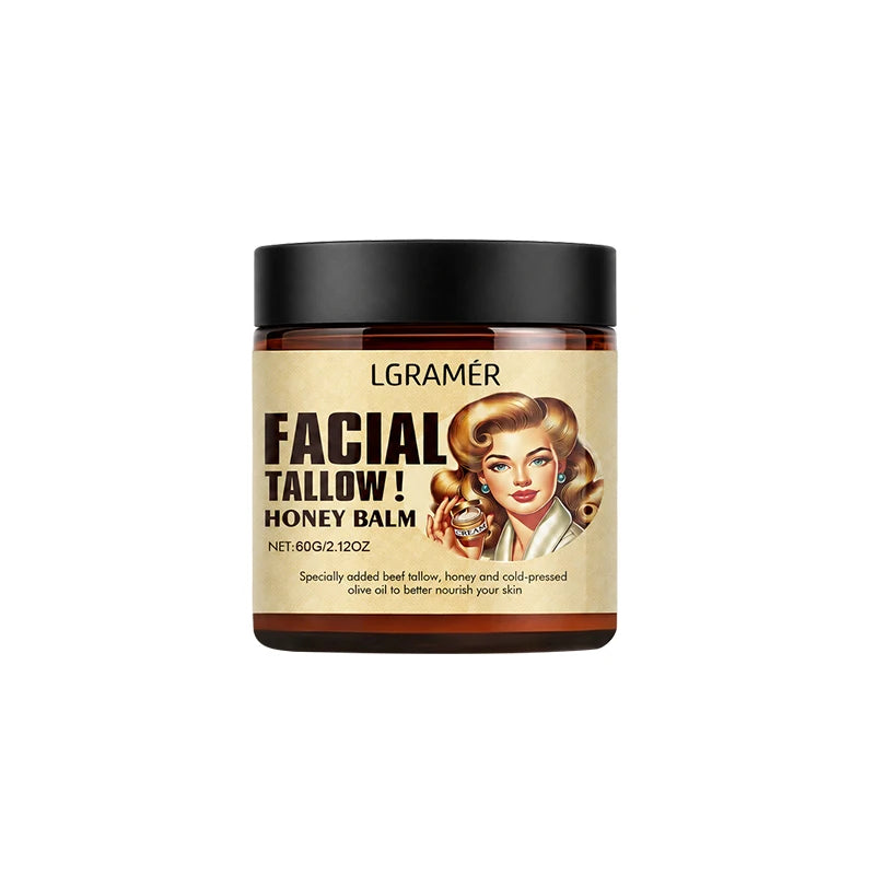 Facial Tallow Honey Balm Cream,Natural Nourishing Beef Tallow Face Cream & Olive Oil,Hydrating Moisturizer for Daily Skin Care