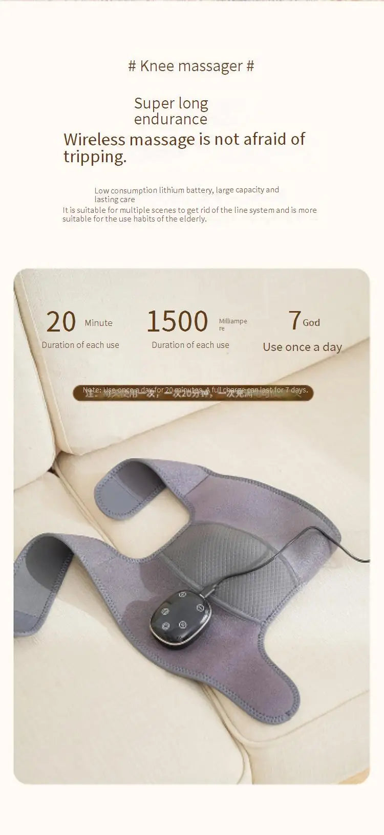 2026/Best sales Wireless Knee Massager Hot Compress for Effective Physiotherapy and Pain Relief