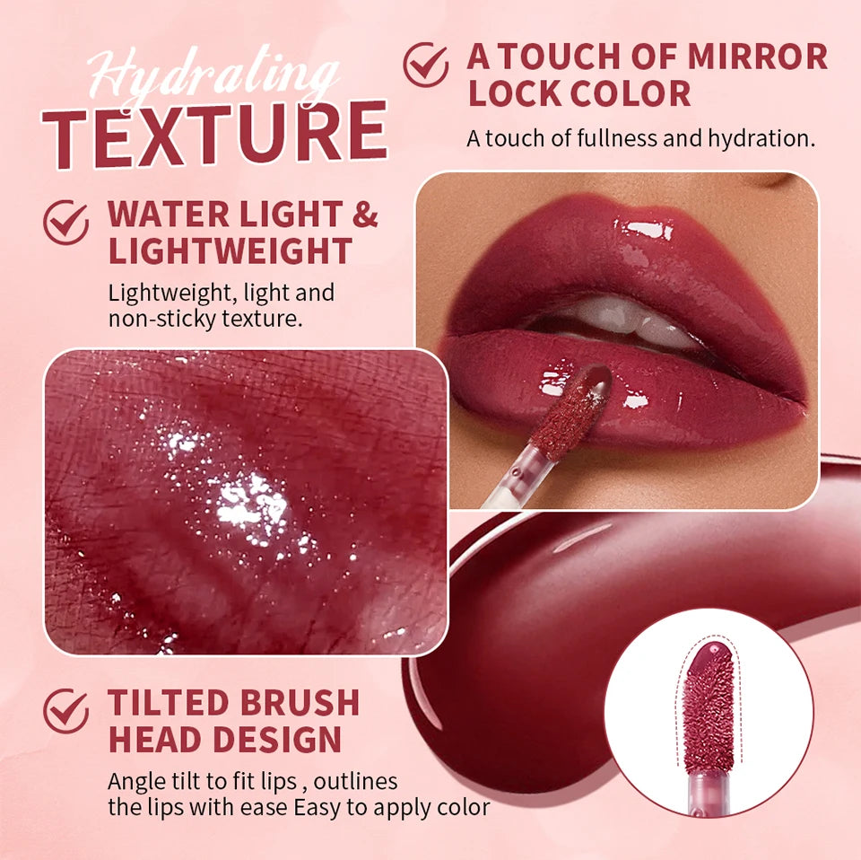Mirror Lip Stain Lip Glaze Color Long Lasting Shiny Gloss Nude Lipstick Moisturizing Skin Brightening Cosmetics Lips Glosses