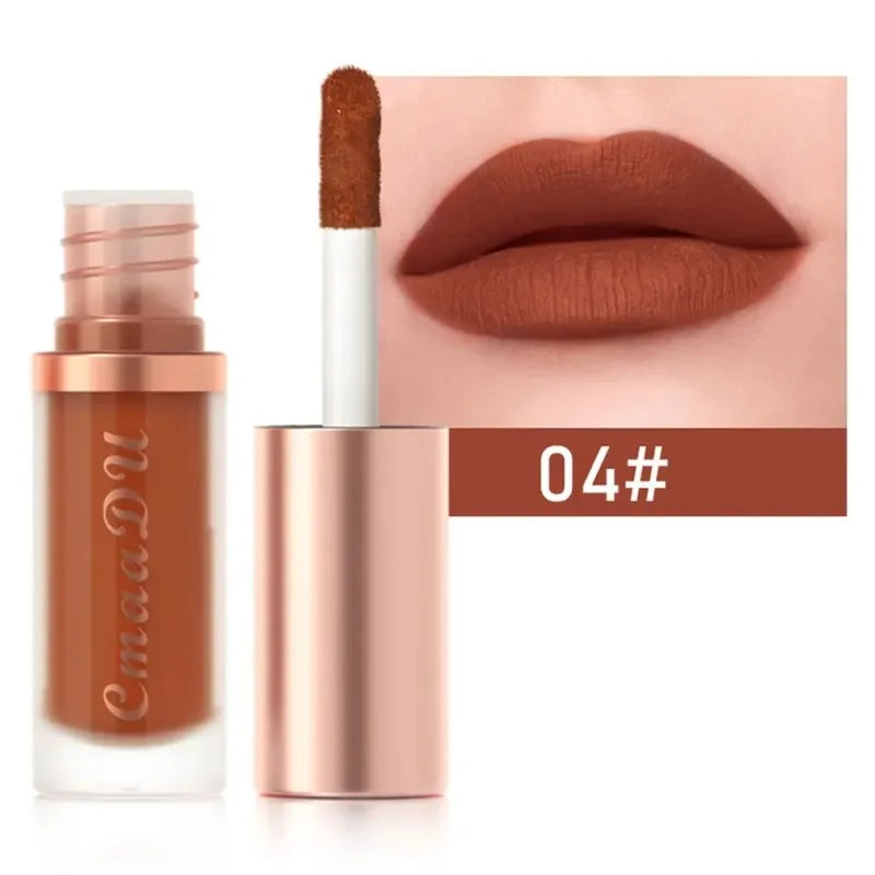 12 Colors Matte Velvet Lip Glaze Waterproof Liquid Lipstick Nude Brown Moisturizing Long Lasting Non-stick Cup Lip Gloss Makeup