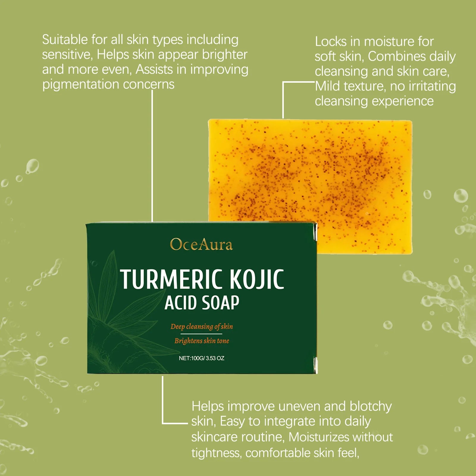 Turmeric  Soap Deep Hydration Brightening  Soft Smooth  Skin Lightening Soap 100g