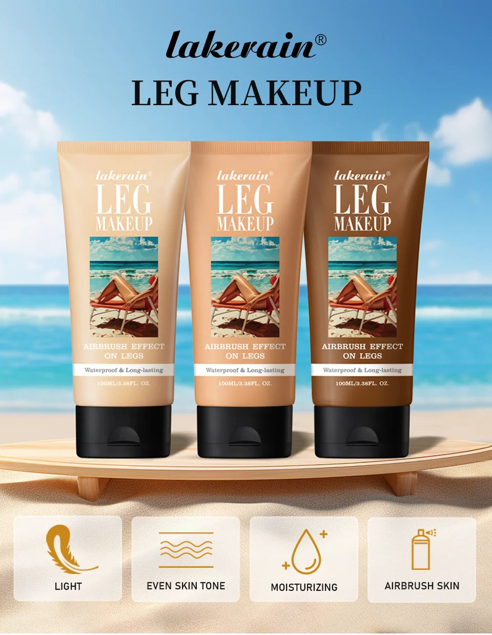 Body Foundation 100ml Tan Leg Makeup Lotion Even Skin Tone Waterproof Long Lasting Body Tanning Cream Medium Bronze Leg Makeup