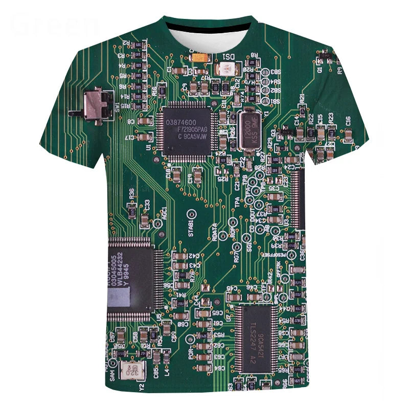 New Circuit Board Graphic T-Shirts Electronic Chip