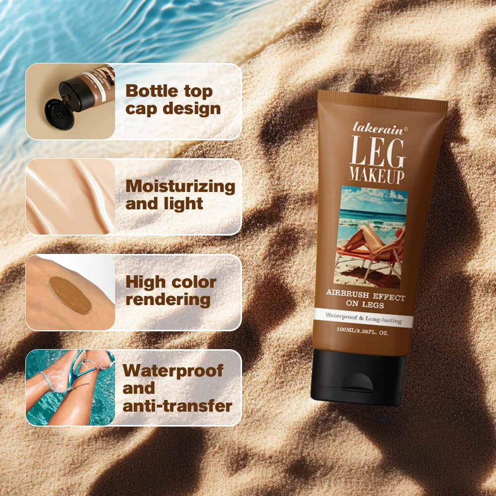 Body Foundation 100ml Tan Leg Makeup Lotion Even Skin Tone Waterproof Long Lasting Body Tanning Cream Medium Bronze Leg Makeup