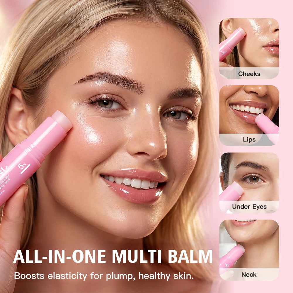 PDRN Pink Collagen Balm Stick Firming Deep Hydration Moisturization Collagen Radiant Portable Stick Plump Eye Neck Lines