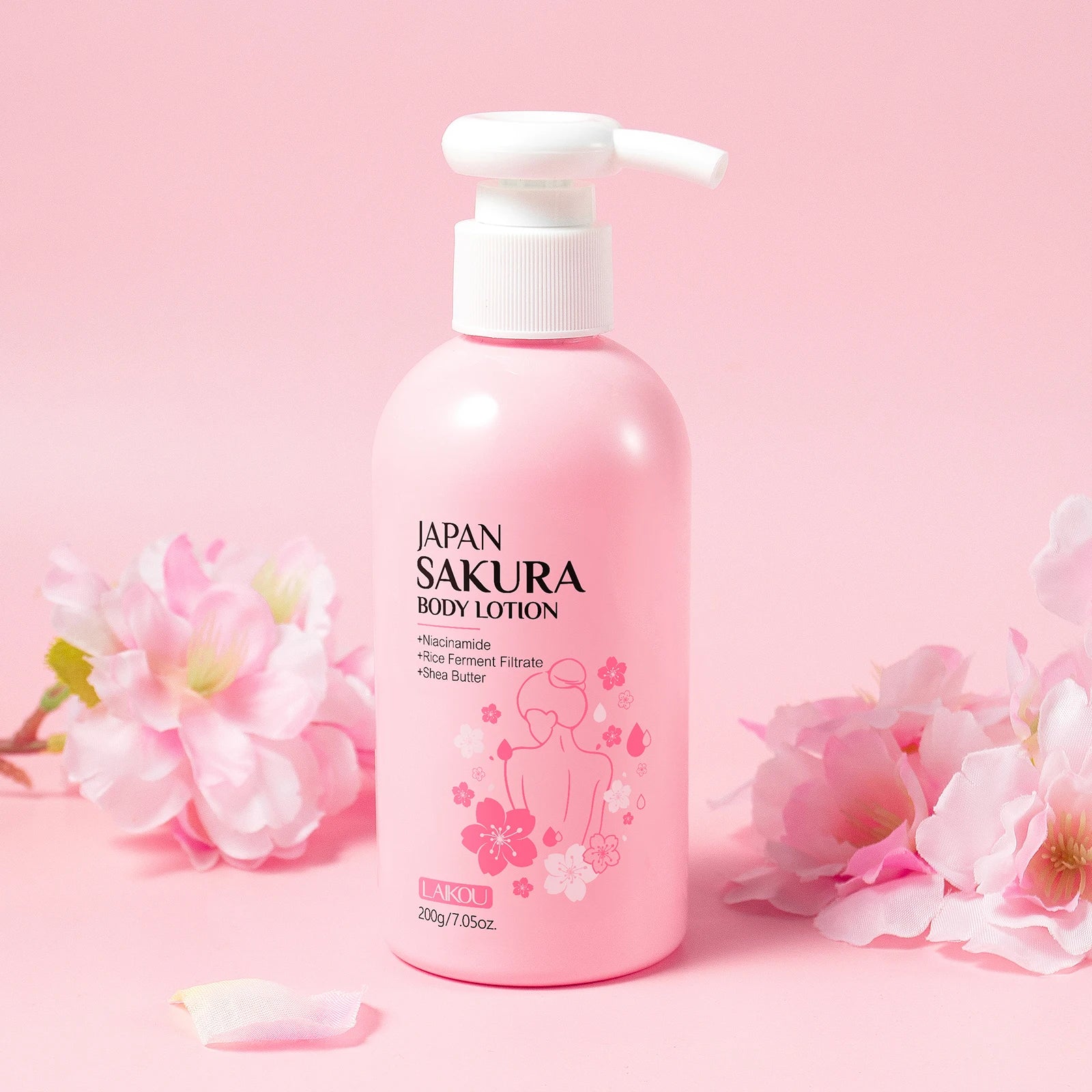 LAIKOU Japan Sakura Body Lotion Nourishing Body Moisturizer Fragrant Body Cream Soft Smooth Skin Treatment 200g