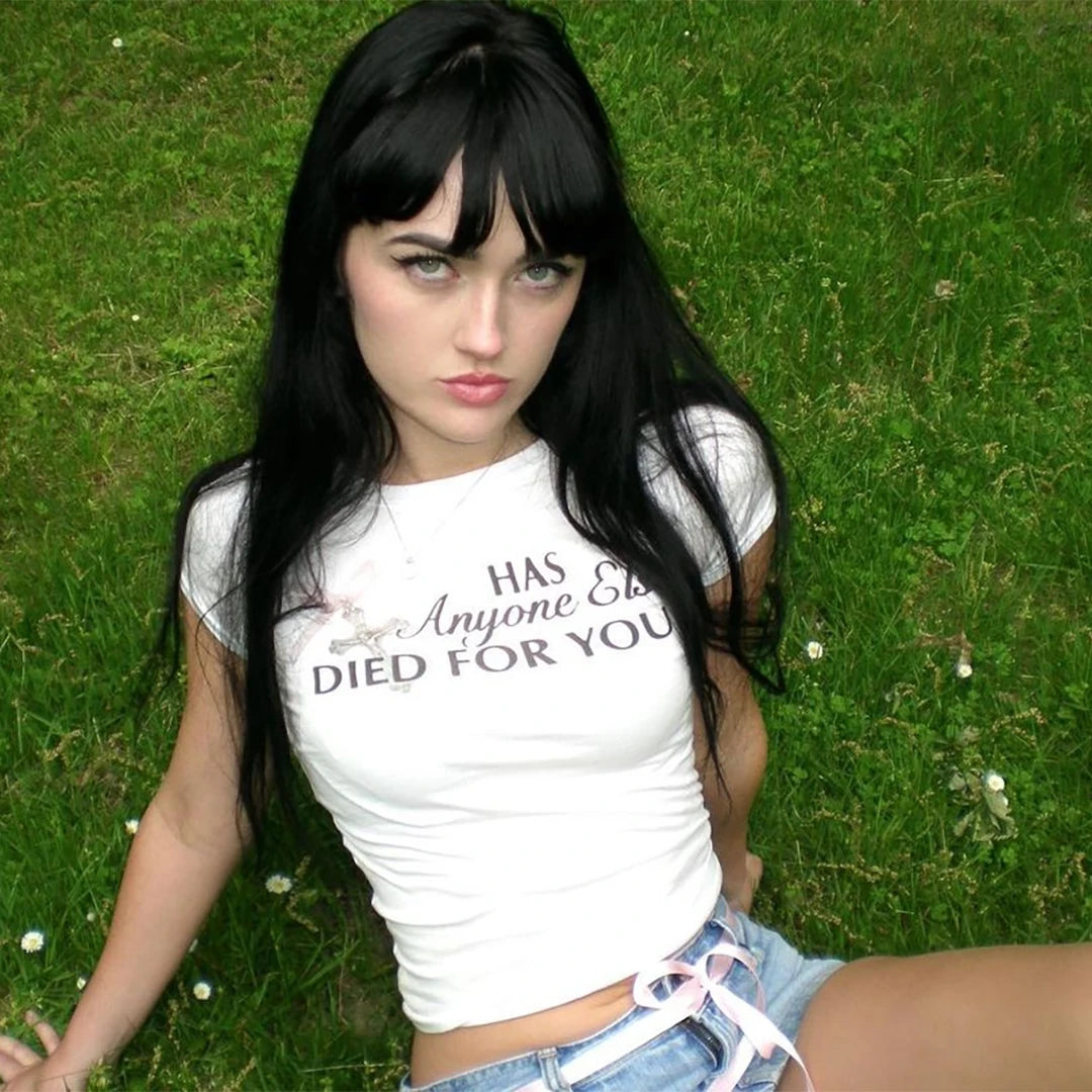 Y2k Tees Vintage Tank Tops 2023 Summer Letter Crucifix Graphic Print Personality Aesthetic Baby Tee Harajuku Streetwear Slim Top