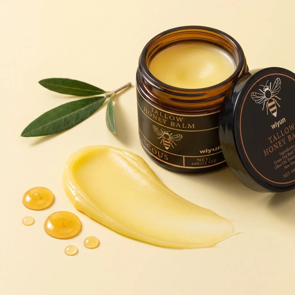 Tallow Honey Balm Natural  Tallow Raw Honey Olive Oil Moisturizing Cream Gentle Nourishing Body Face Salve