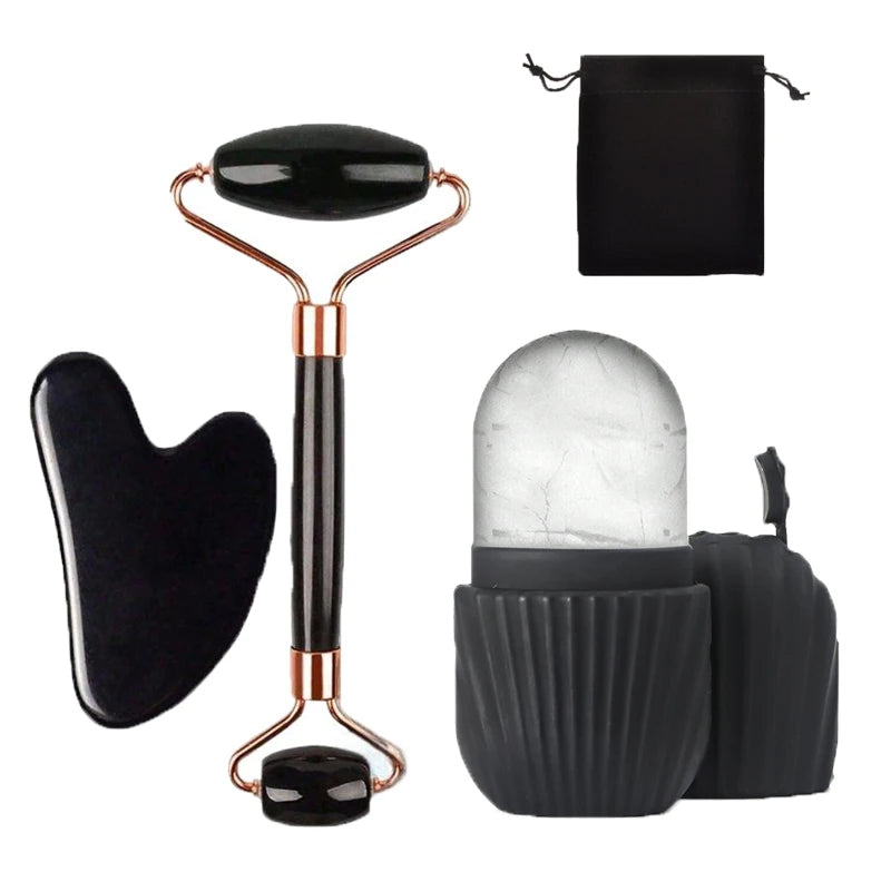 Ice Roller & Gua Sha Facial Tool Set — Lift, Contour & De-Puff