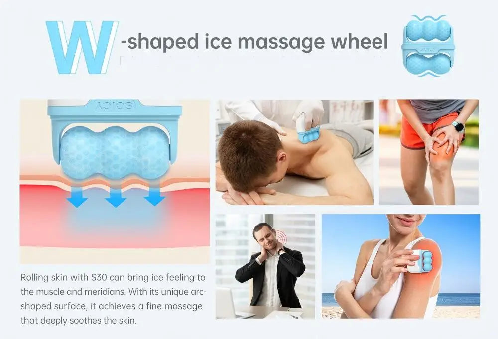Double-Head Ice Roller Facial Massager — W & V Shape for Face, Eyes & Body