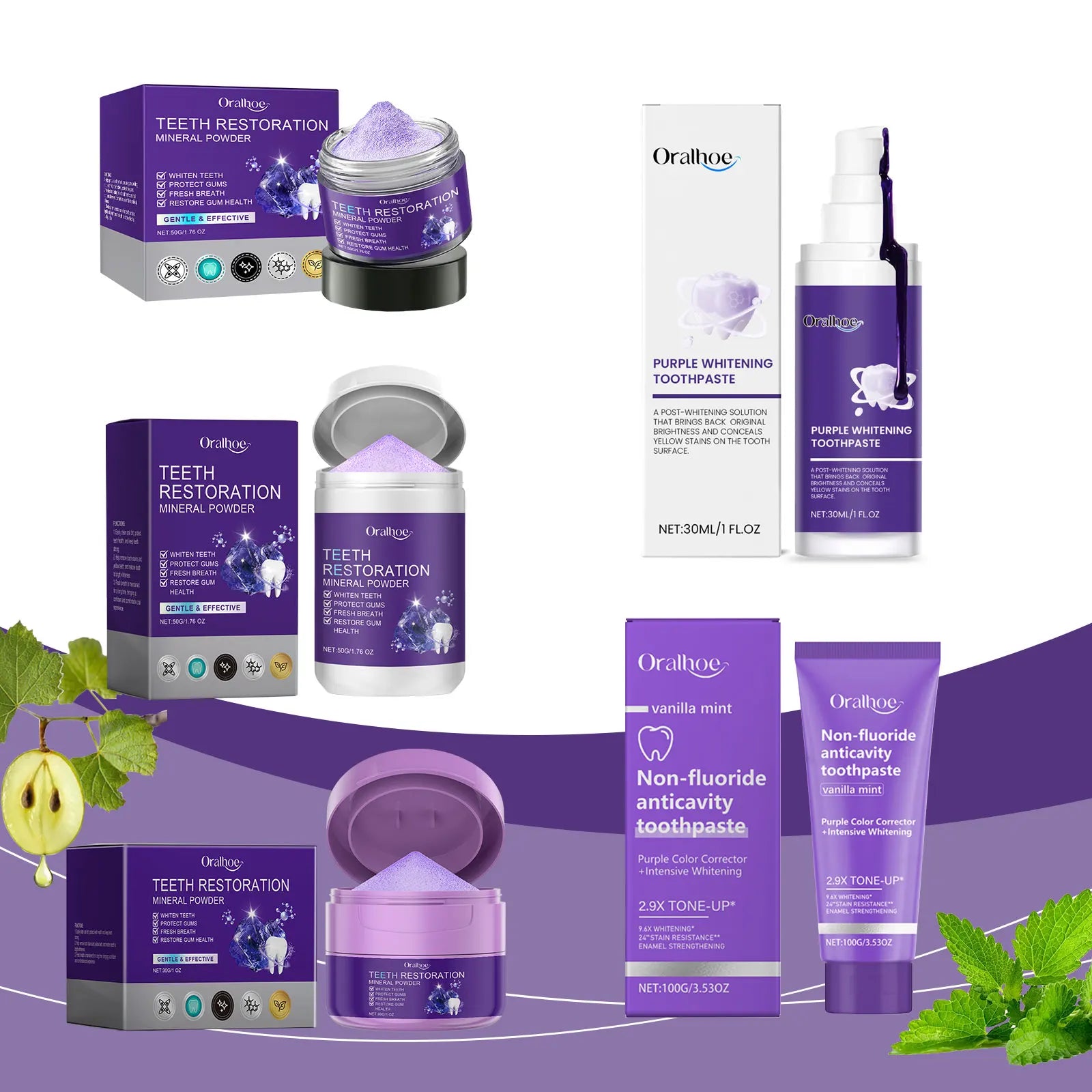 Whitening Purple Toothpaste Dental Color Corrector