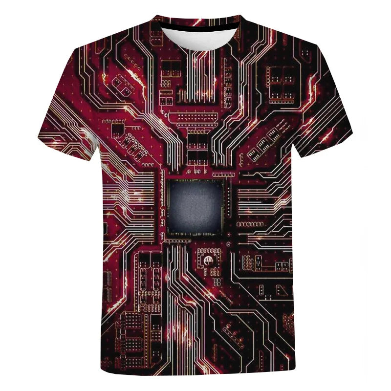 New Circuit Board Graphic T-Shirts Electronic Chip