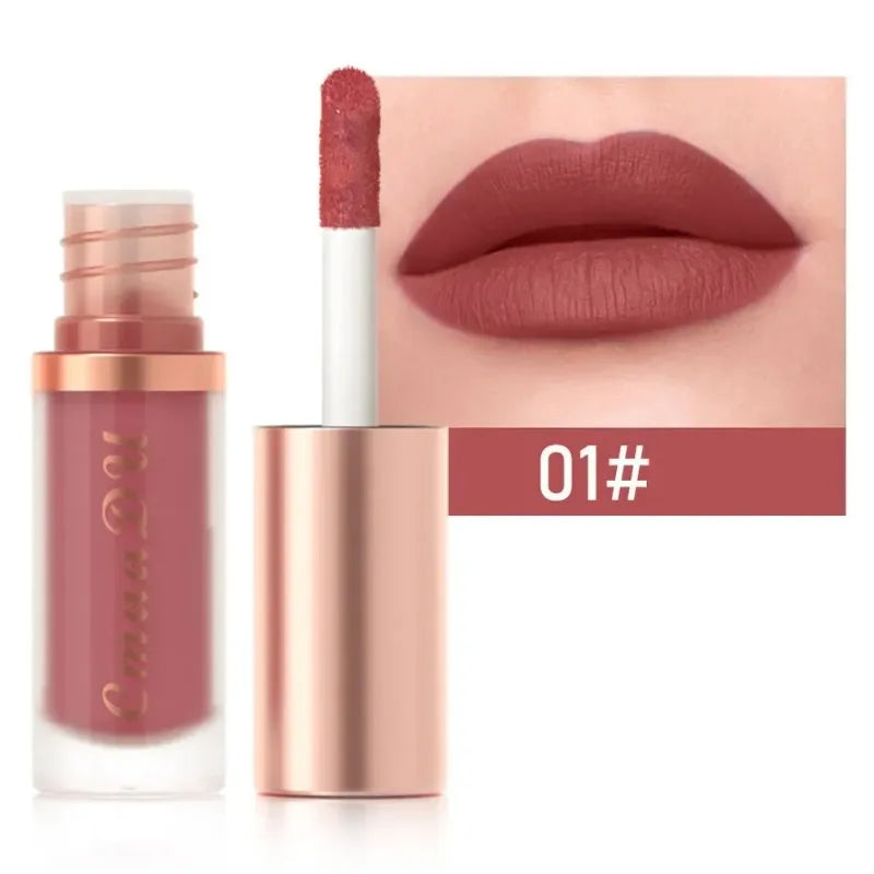 12 Colors Matte Velvet Lip Glaze Waterproof Liquid Lipstick Nude Brown Moisturizing Long Lasting Non-stick Cup Lip Gloss Makeup