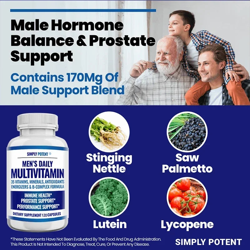 Men's Complete Daily Multivitamin – 23 Vitamins & Minerals for Energy, Immunity & Prostate Health
