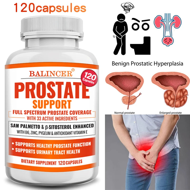 Saw Palmetto Prostate & Hair Support Supplement – 33 Natural Botanicals, DHT Blocker & Bladder Health