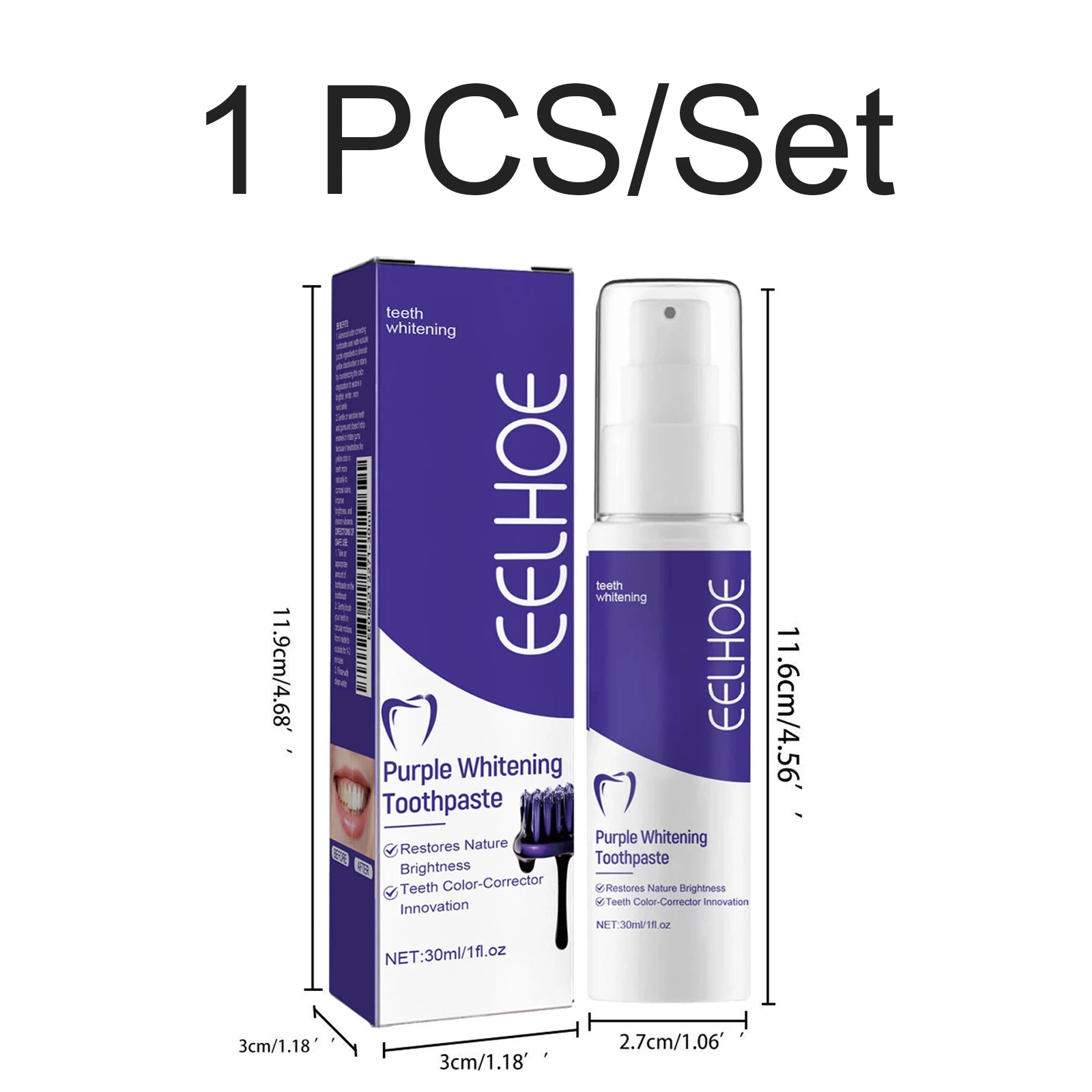 Purple Toothpaste Teeth Whitening Remove Yellow Stains Fights Tartar Fresh Breath Oral Hygiene Teeth Care Cleaning Toothpaste