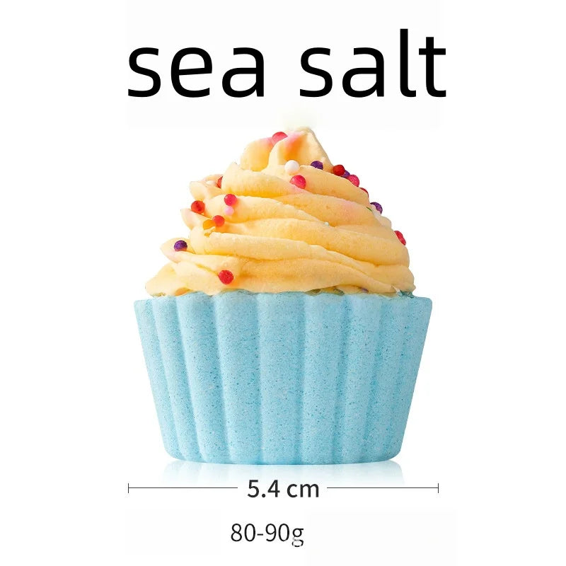 80g Cake Shape Bath Bombs Kids Safe Bubble Fizzies with Essential Oil Moisturizing Relaxing Aromatherapy Bath Salt Balls