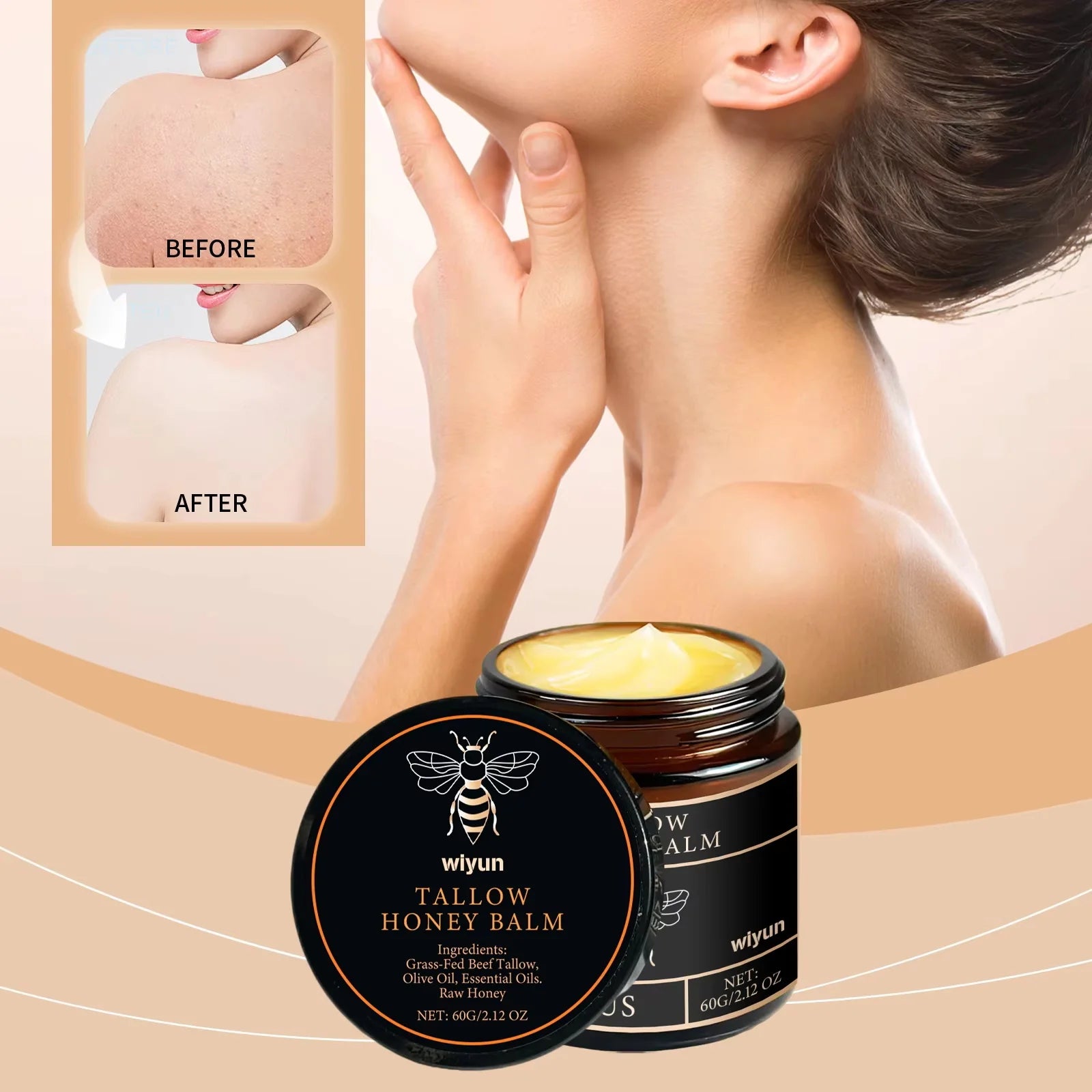 Beef Tallow Face Cream Improves Loose Skin Lasting Moisturizing Soothing Anti Aging Lifting Brightening Nourishing Skin Care