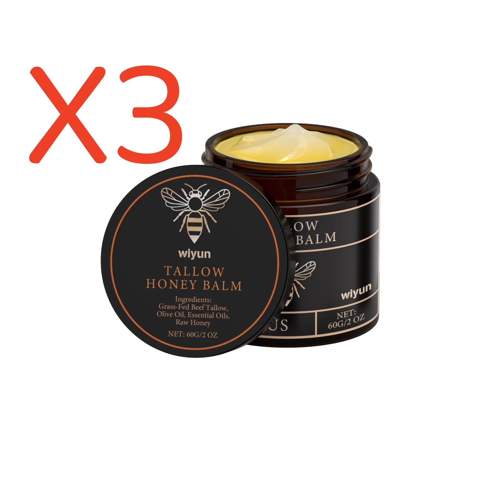 Beef Tallow Honey Moisturizer  Whipped Tallow Face Cream Body Lotion Non Greasy Nourishing Fast Absorption Skin Care