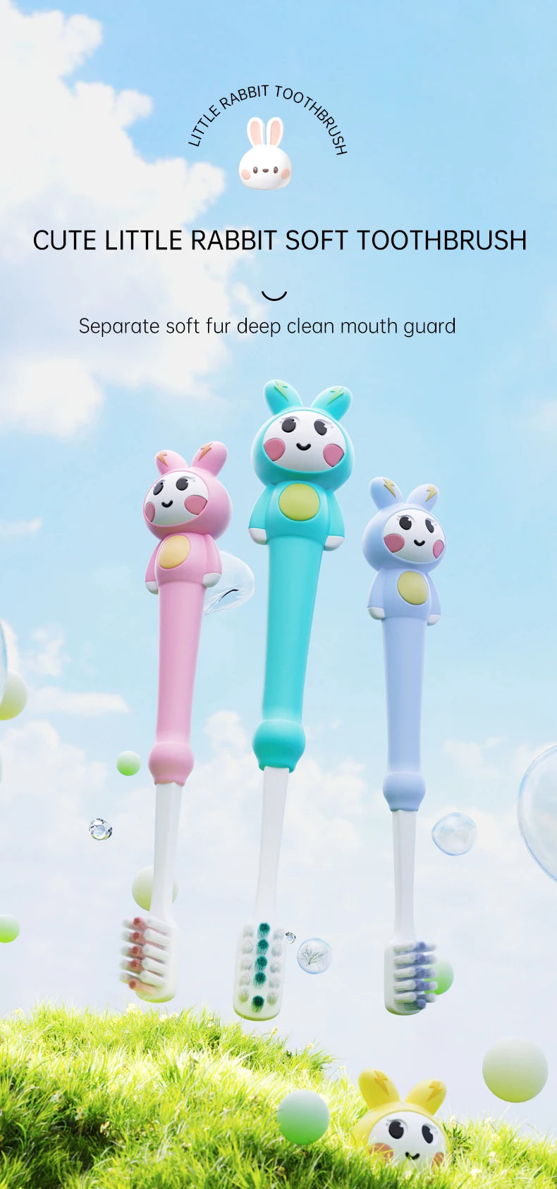 Kid's cartoon rabbit soft  toothbrush gently cleans