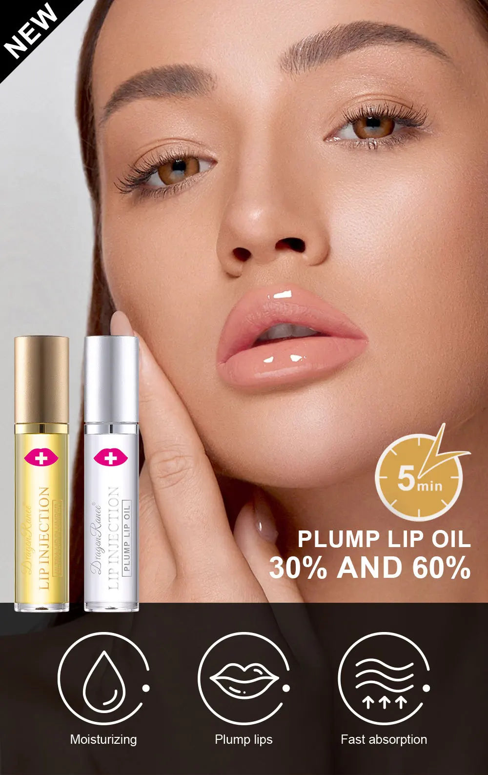 Instant Volumizing Lip Plumper Oil Lip Enhancer Moisturizing Anti-Wrinkle Lip Gloss - Sexy Lip Care Plumping Serum Lipstick